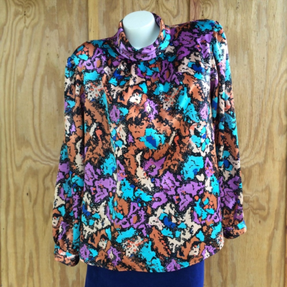Vintage 80s Willowridge Abstract Splatter Blouse